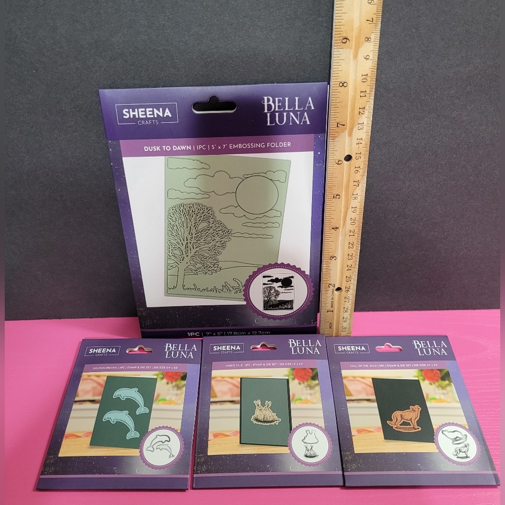 Sheena Crafts Bella Luna Embossing Folder And Stamp And Die Sets (0125)